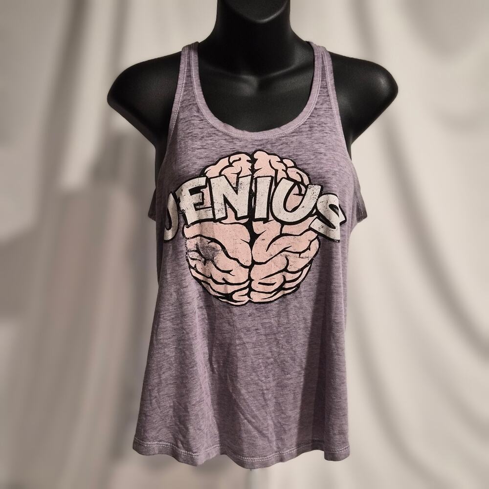 Wet Seal Jenius Brain‎ Graphic Tank Top Purple Heather Y2K Indie Sleaze Small